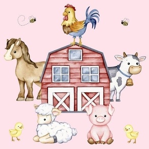 Farm Animals Pink Baby Girl Nursery 