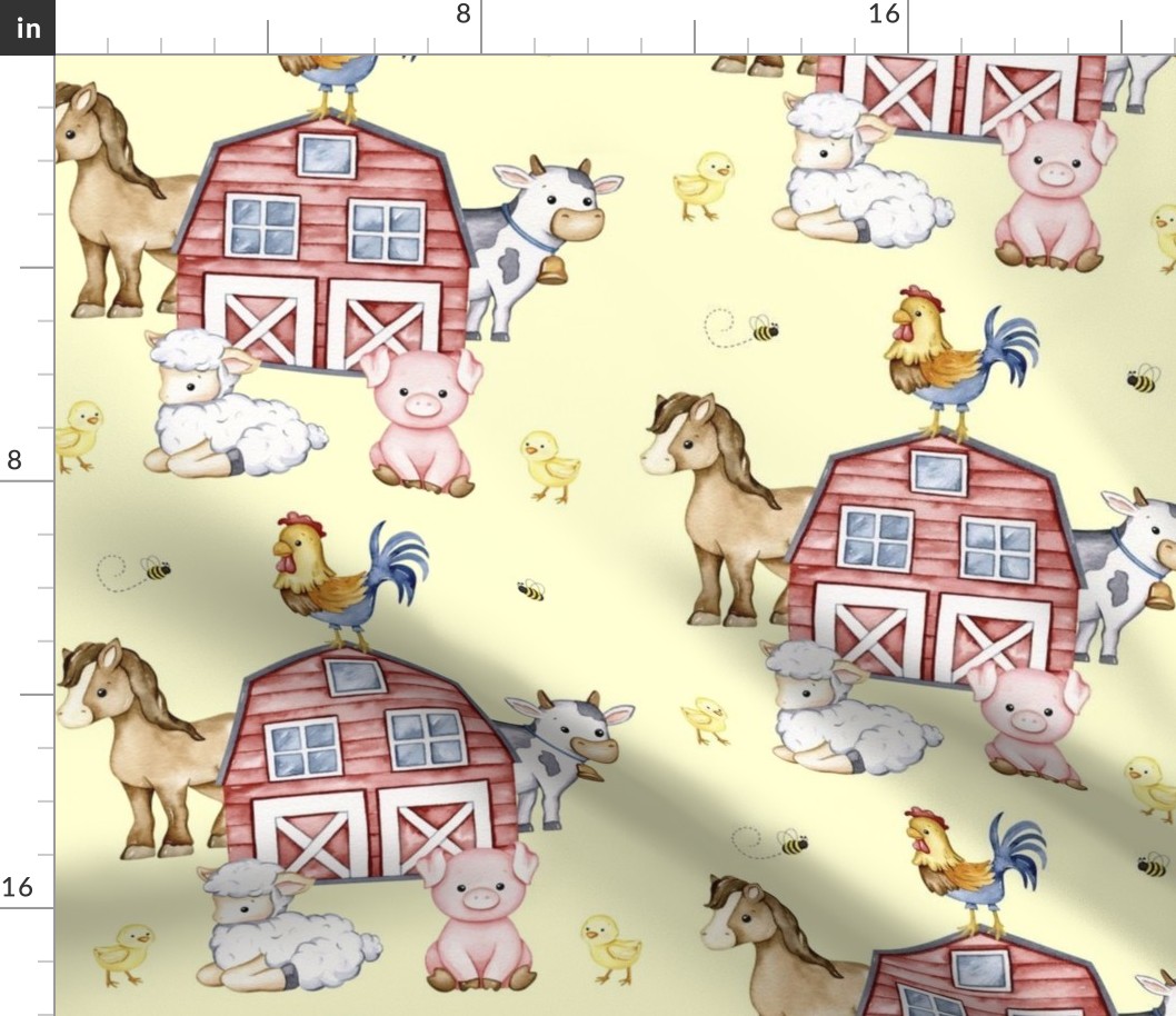 Farm Animals Baby Nursery Yellow 