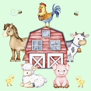 Farm Animals Baby Nursery Mint Green 