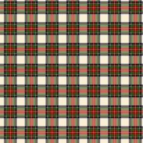 MINI white Stewart tartan fabric - tartan plaid check design, traditional tartan