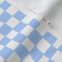 Mini Hand Drawn Small Checkerboard Pattern (sky blue/white)