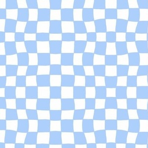 Mini Hand Drawn Small Checkerboard Pattern (sky blue/white)