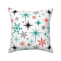 Stardust  - Retro Christmas Snowflakes and Stars - Winter White Multi Large Scale