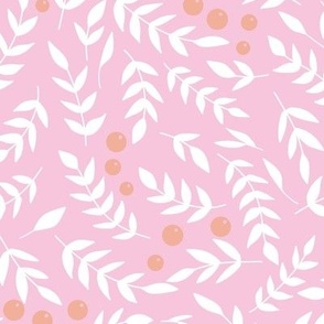 Hello Lovely: Pink And White Leaves And Berries