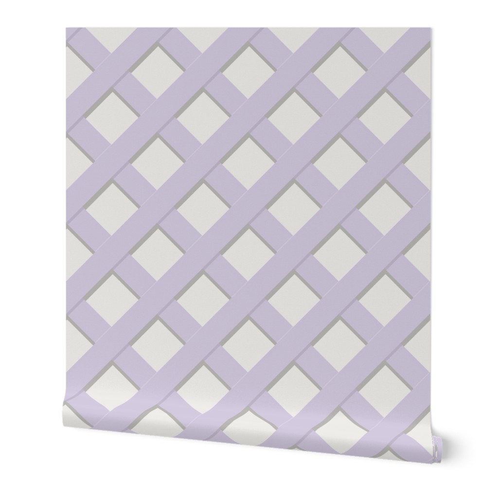 Rhapsody Lilac on Cream LARGER DIAGONAL TRELLIS copy 2