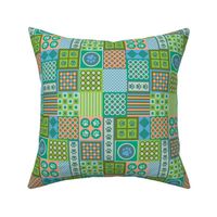 Postmodern Pet Paw Prints Checkerboard Geometric in Olive Green Blue Blush - SMALL Scale - UnBlink Studio by Jackie Tahara