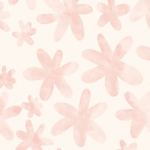 Simple Watercolor flowers. Pale pink on beige. Light background.