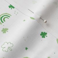 St Patrick rainbows stars and clover leaves - lucky Irish themed holiday theme green on white