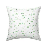 St Patrick rainbows stars and clover leaves - lucky Irish themed holiday theme green on white