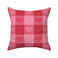 3" buffalo check with hearts, red and pink
