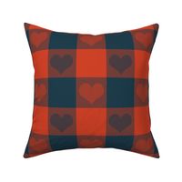 3" buffalo check with hearts - red and navy