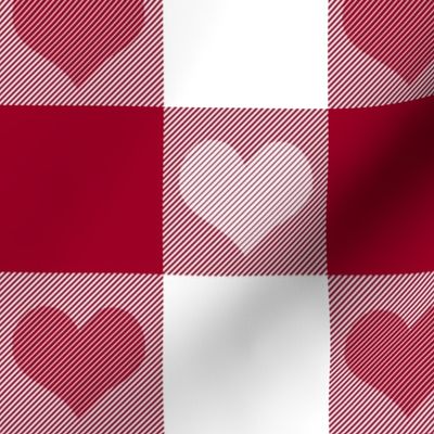 3" buffalo check with hearts - red and white