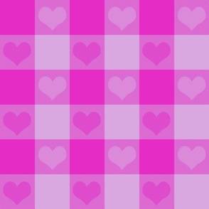 3" buffalo check with hearts - mad pink and lavender