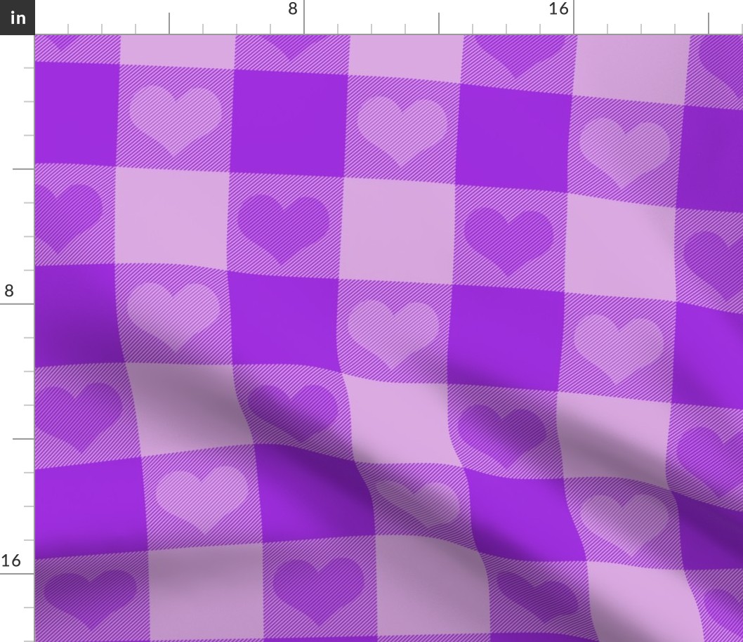 3" buffalo check with hearts - mad purple and lavender