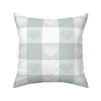 3" buffalo check with hearts - ice grey and white