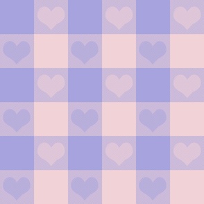 3" buffalo check with hearts- lavender and pale pink