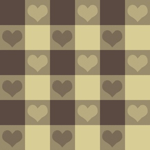 3" buffalo check with hearts - brown and mushroom tan