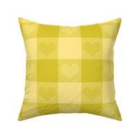 3" buffalo check with hearts - yellow on yellow