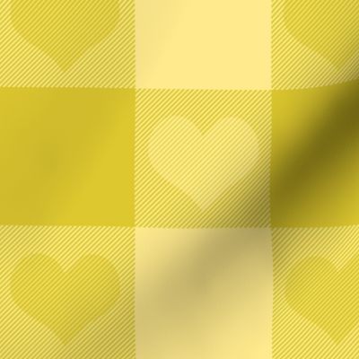 3" buffalo check with hearts - yellow on yellow