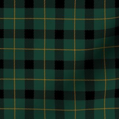 St Patrick's Day plaid - Irish holiday green tartan gingham checker design dark pine green orange