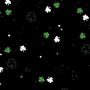 Shamrock Saint Patrick - Irish clover - minimalist St Patrick's Day lucky leaves ireland theme jade green on black night