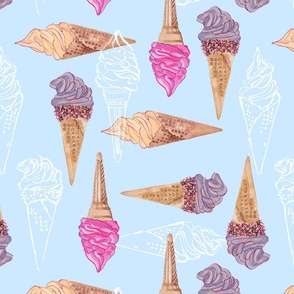 Ice Cream 03 Blue Background