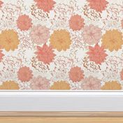 Effloresce floral in summer | pinks coral yellow line art flowers | large scale