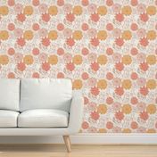 Effloresce floral in summer | pinks coral yellow line art flowers | large scale