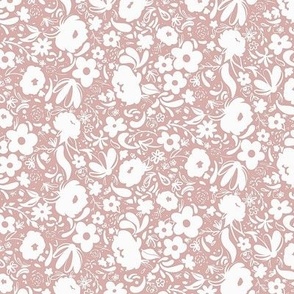 Blanketed floral in dusty pink  and white 