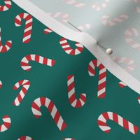 Candy Canes on Vivid Teal - Micro