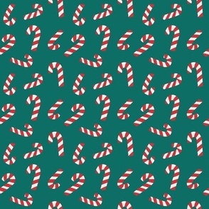 Candy Canes on Vivid Teal - Micro