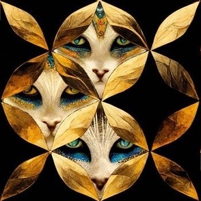 Art Deco 1920s Cats in Gold and Black by kedoki