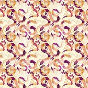yellow and magenta floral snake pattern