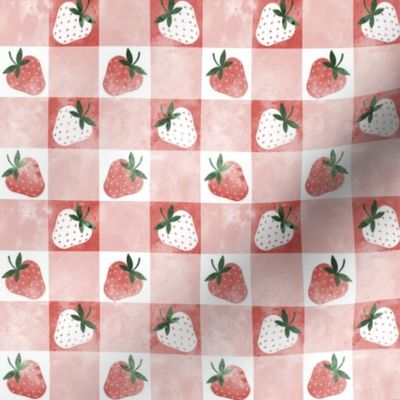watercolor strawberry checkers 