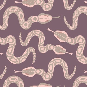 Rattlers Desert Rattle Snakes in Blush Pink Gray Dark Mauve - MEDIUM Scale - UnBlink Studio by Jackie Tahara