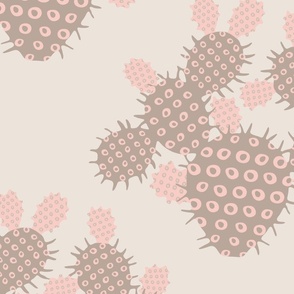 Prickly Pear Desert Cactus in Blush Pink Beige Cream - LARGE Scale - UnBlink Studio by Jackie Tahara
