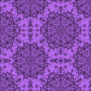 Butterfly Mandala Black on Purple