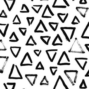 Hand Painted Triangles | Medium Scale | Bright White, true black | Multidirectional geometric brush strokes