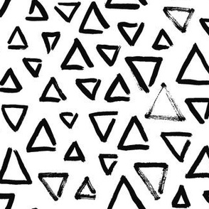 Hand Painted Triangles | Small Scale | Bright White, true black | Multidirectional geometric brush strokes