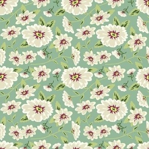 Floral Beauty Flowers Green Small 4"