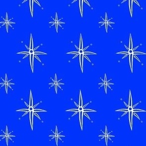 White Christmas stars on blue