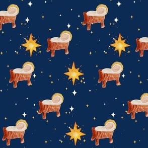 Baby Jesus in manger with stars