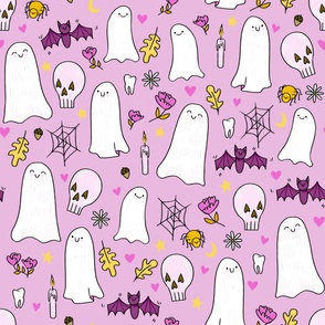 Skull and Ghost Cuties (Large Lavender) 