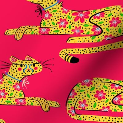 Grandmillennial Jungle Cheetah - Preppy Pink Background