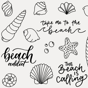 Beach Tattoo Flash Sheet - monochrome