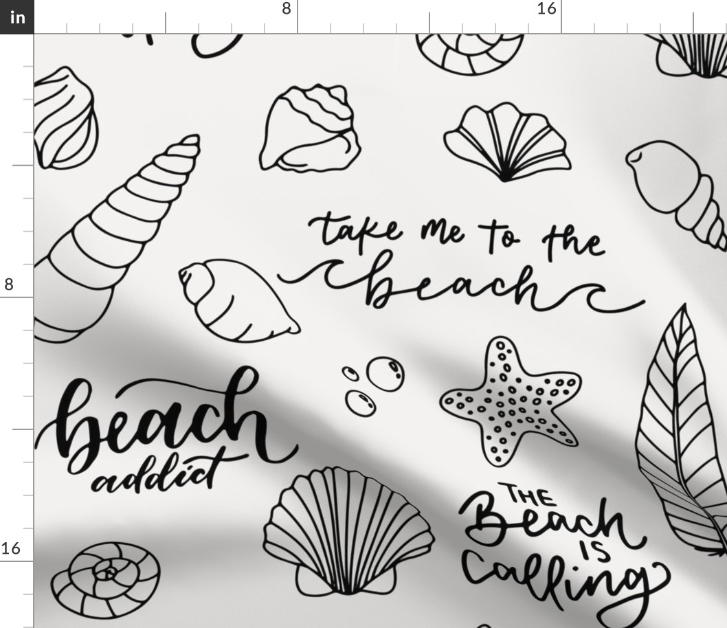 Beach Tattoo Flash Sheet - monochrome