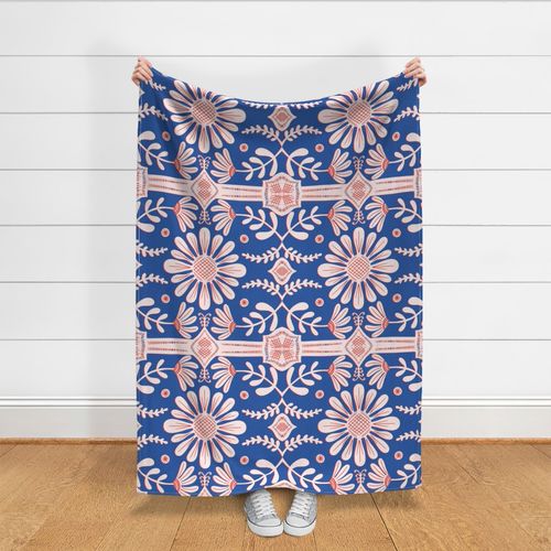 Boho Florals White Blue Red (large)