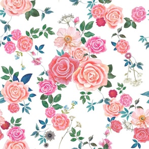 ROSE GARDEN floral hand painted white