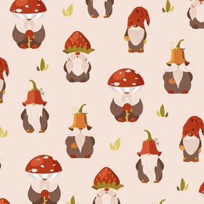 Garden gnomes in cute hats - mashroom ,flower and strawberry
