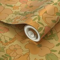 Bigger  Floral Illustrated 70s Vintage-peach